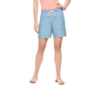 Talbots Womens Large Summer Twill Chambray Pull On Short